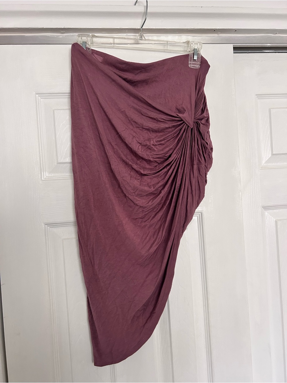 Asymmetric Midi Skirt in Dusty Plum